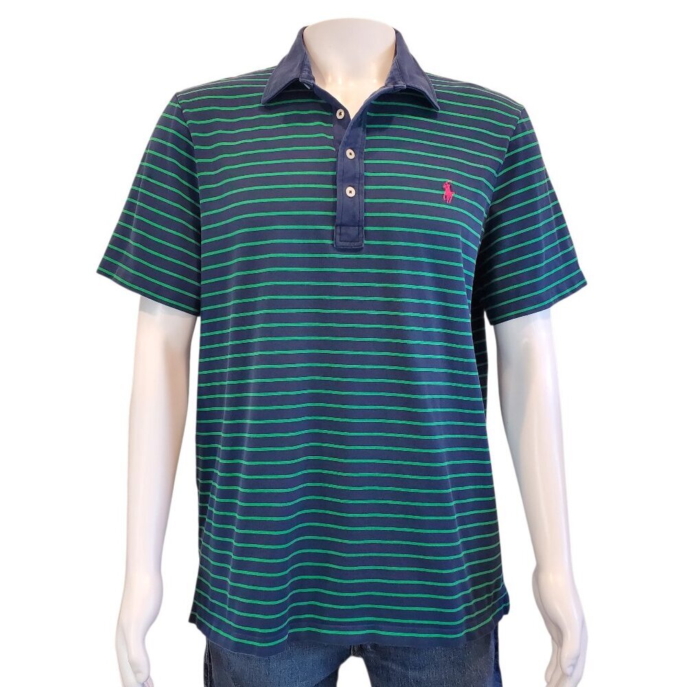 POLO GOLF RL Polo Shirt Classic Striped Cotton blend 4-Button SZ XL